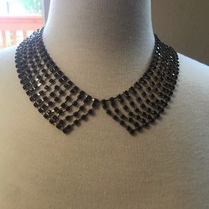 Black crystal collar shaped necklace